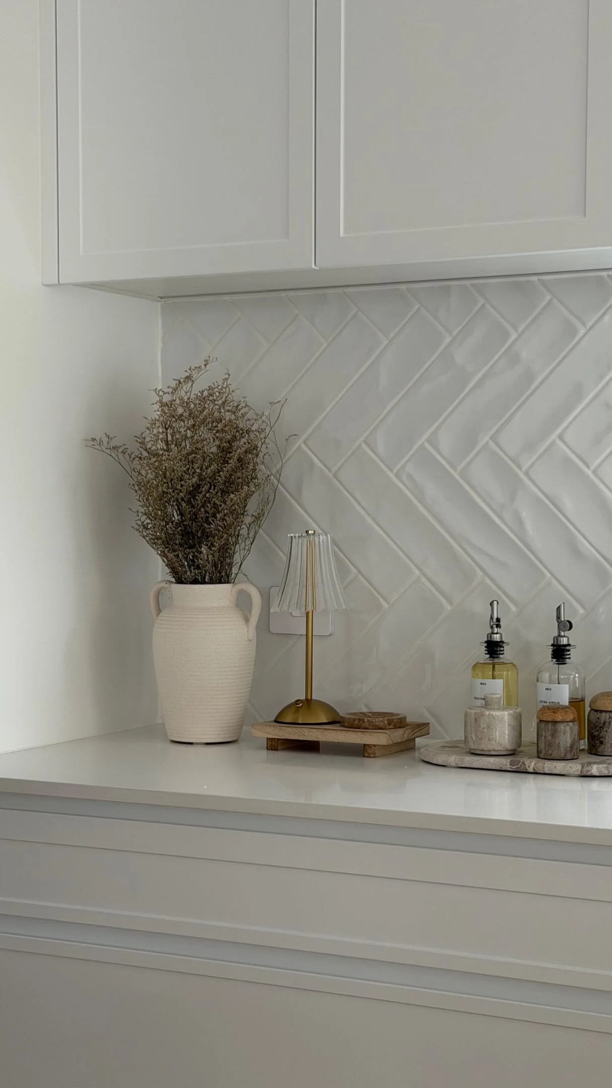 Our styled kitchen bench featured in the Mask Co home fragrance reel
