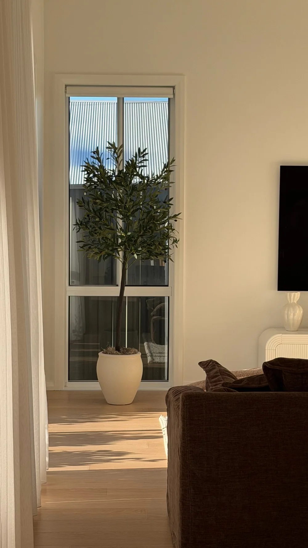 Chocolate brown Banana Home lounge in our living room