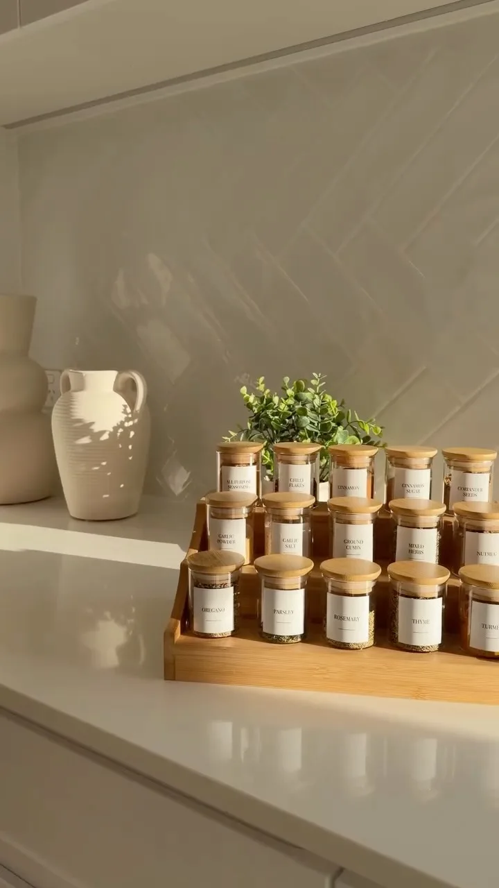 Our kitchen spice rack featured in the Little Label Co reel