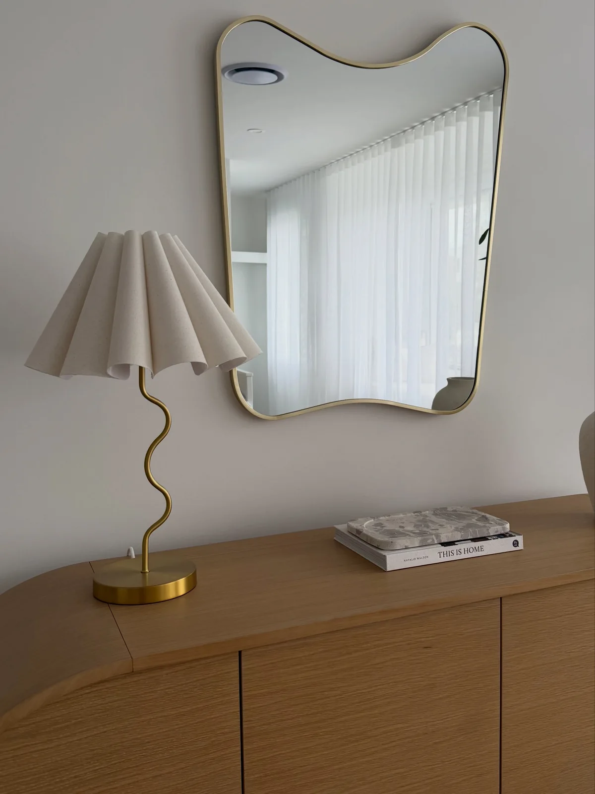 Paola & Joy Cora table lamp on our upstairs timber dresser